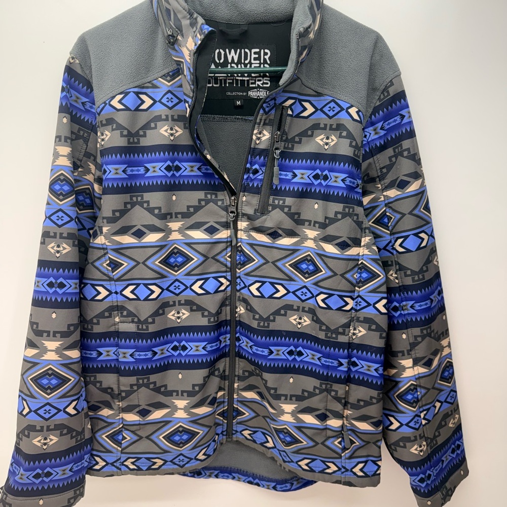 Powder River Outfitters with Panhandle Slim Aztec blue gray jacket sz M